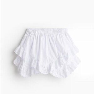 H&M Tiered Skirt with Eyelet Embroidery in White size S